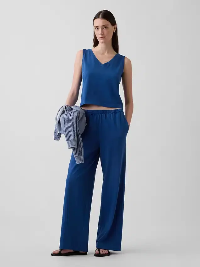 Gebreide broek met wijde pijpen