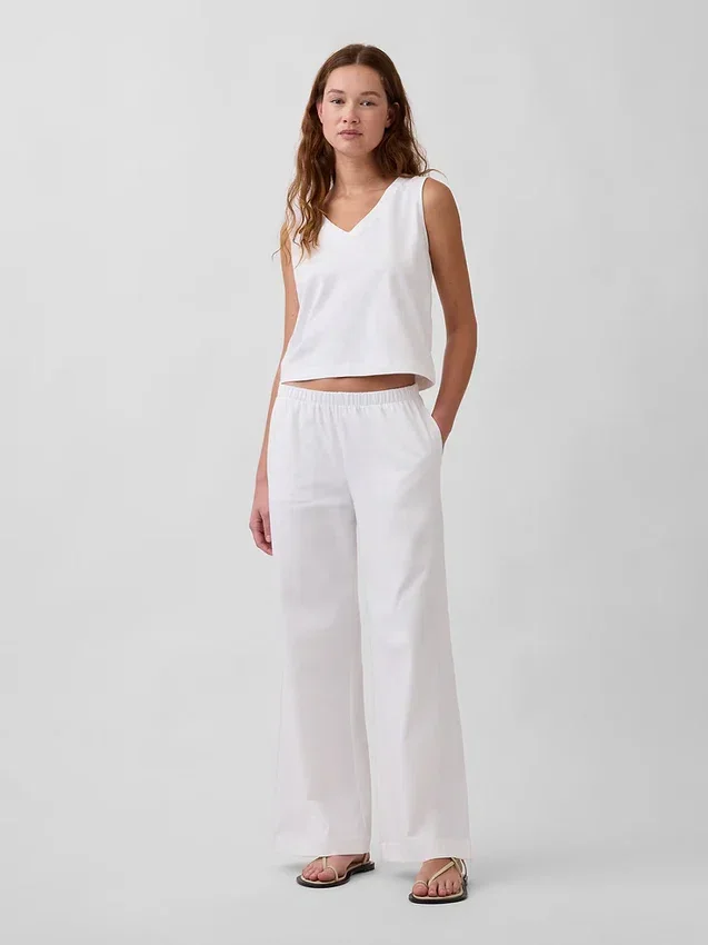 Gebreide broek met wijde pijpen