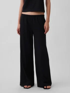 Gebreide broek met wijde pijpen
