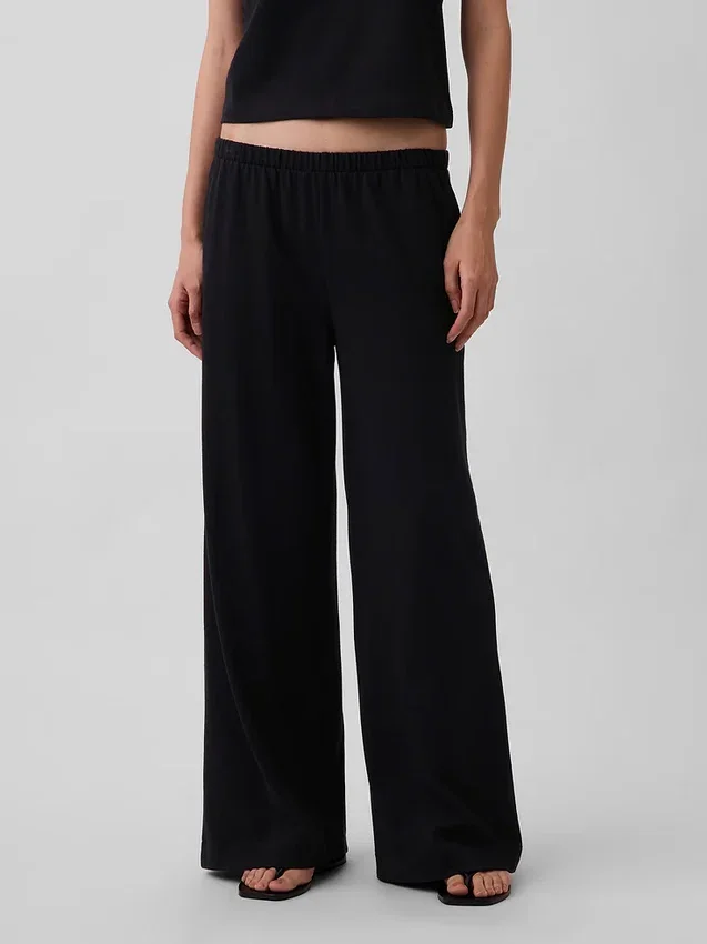 Gebreide broek met wijde pijpen
