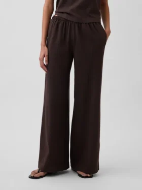 Gebreide broek met wijde pijpen