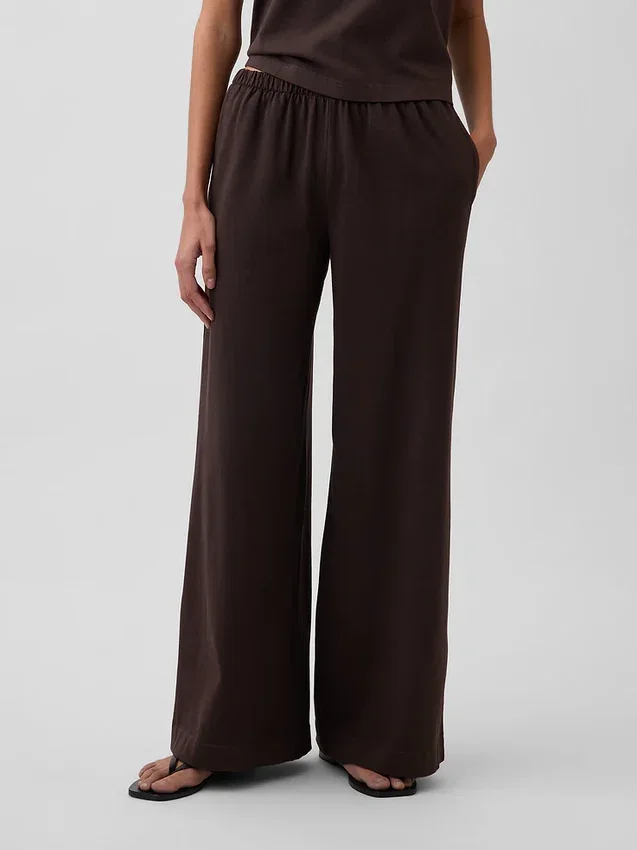 Gebreide broek met wijde pijpen