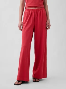 Gebreide broek met wijde pijpen
