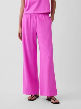 Gebreide broek met wijde pijpen
