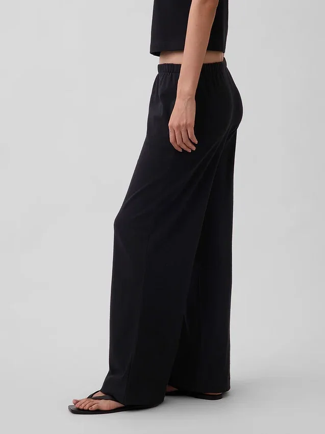 Gebreide broek met wijde pijpen