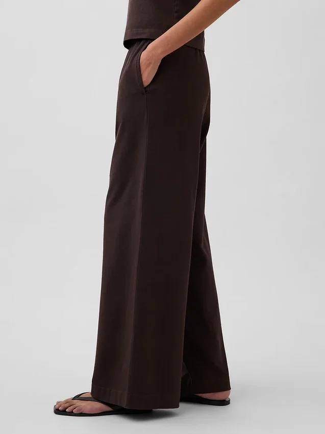 Gebreide broek met wijde pijpen