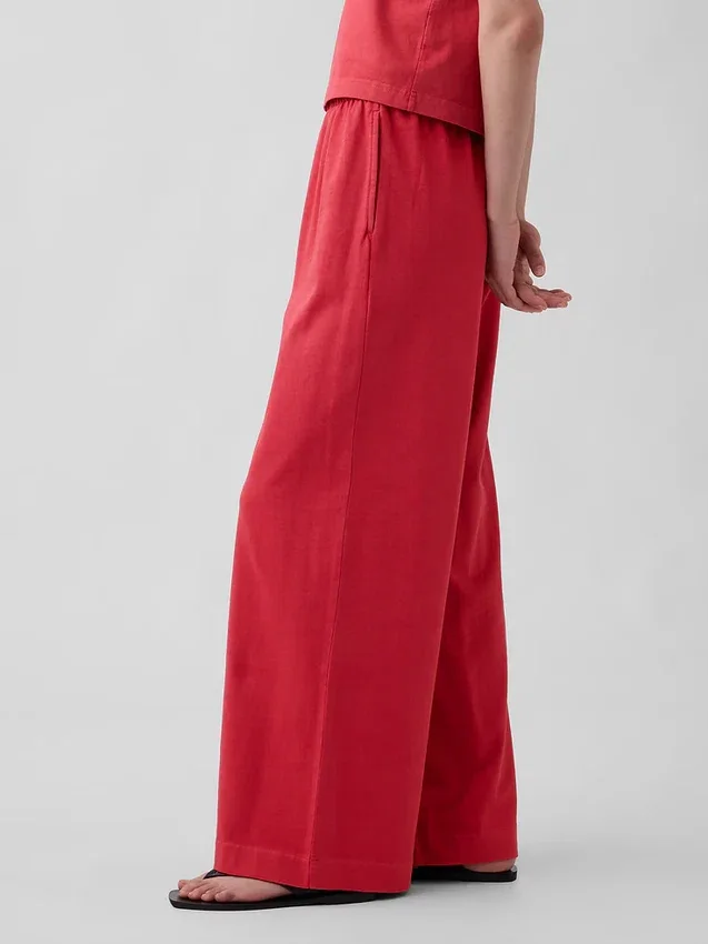 Gebreide broek met wijde pijpen