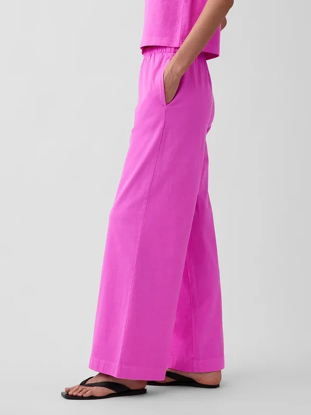 Gebreide broek met wijde pijpen