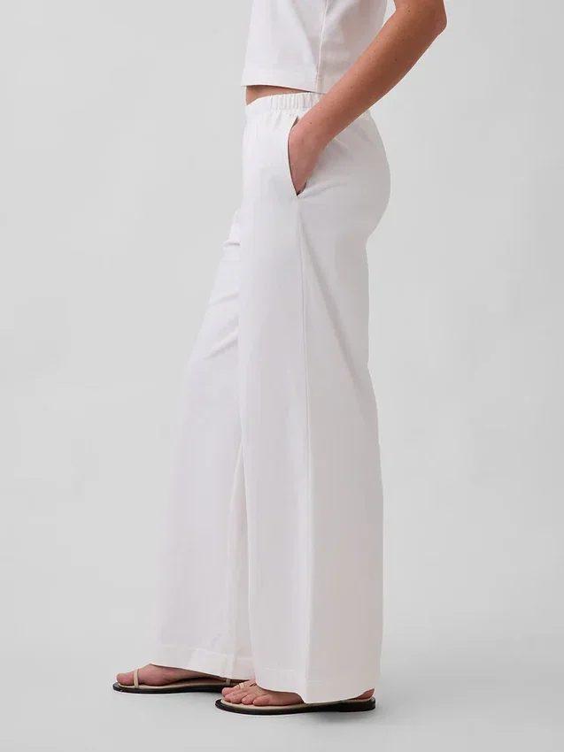 Gebreide broek met wijde pijpen