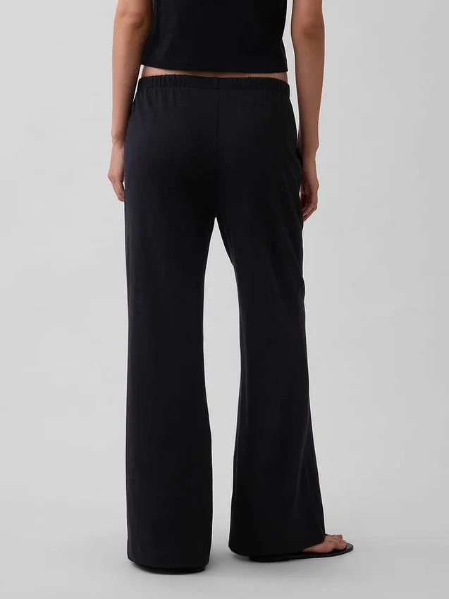 Gebreide broek met wijde pijpen