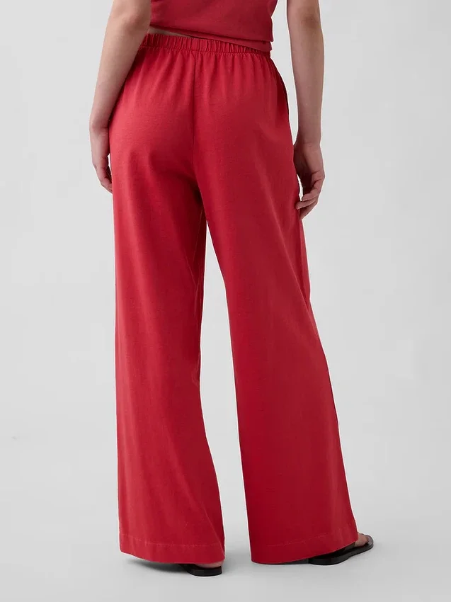 Gebreide broek met wijde pijpen