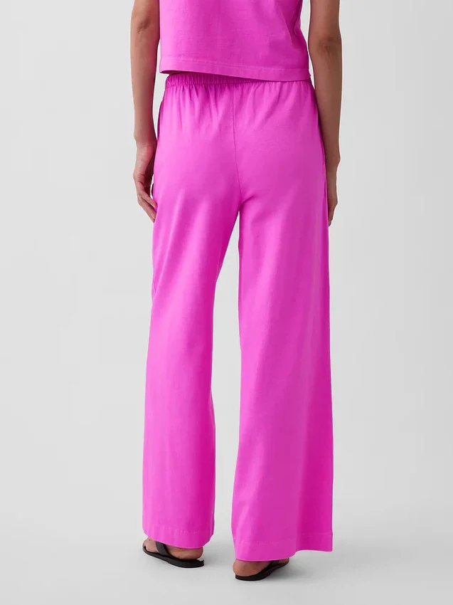 Gebreide broek met wijde pijpen