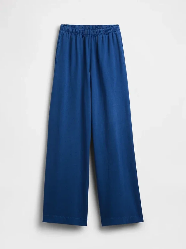 Gebreide broek met wijde pijpen