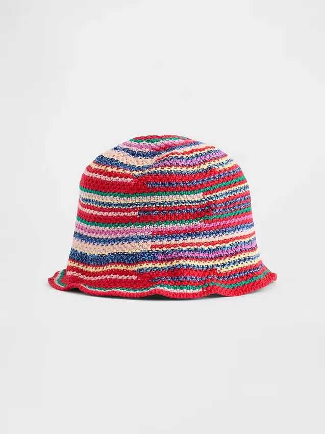 Gebreide gestreepte buckethoed
