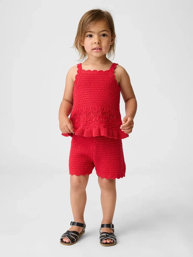 Gehaakte korte broeken met geschulpte zoom voor Baby & Peuter