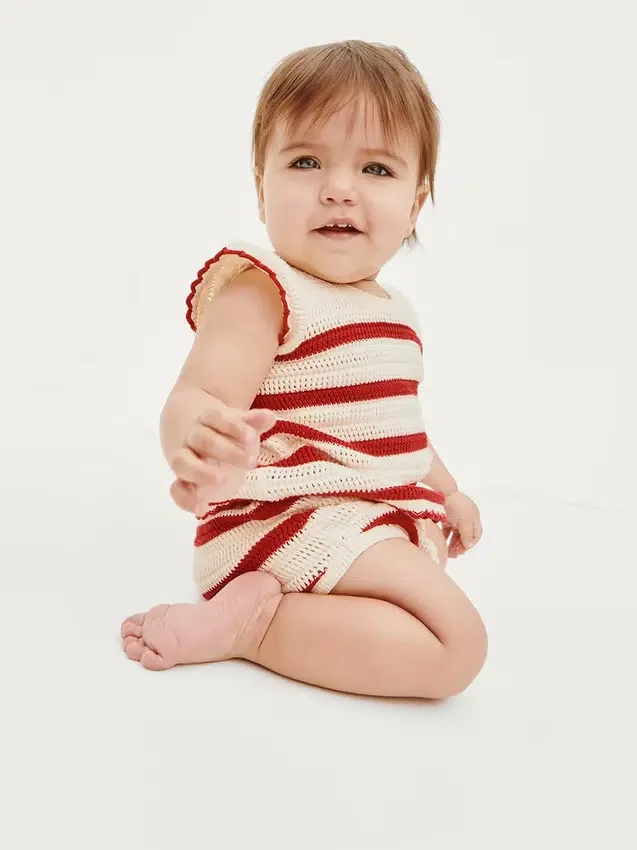 Gehakte gestreepte set voor baby’s
