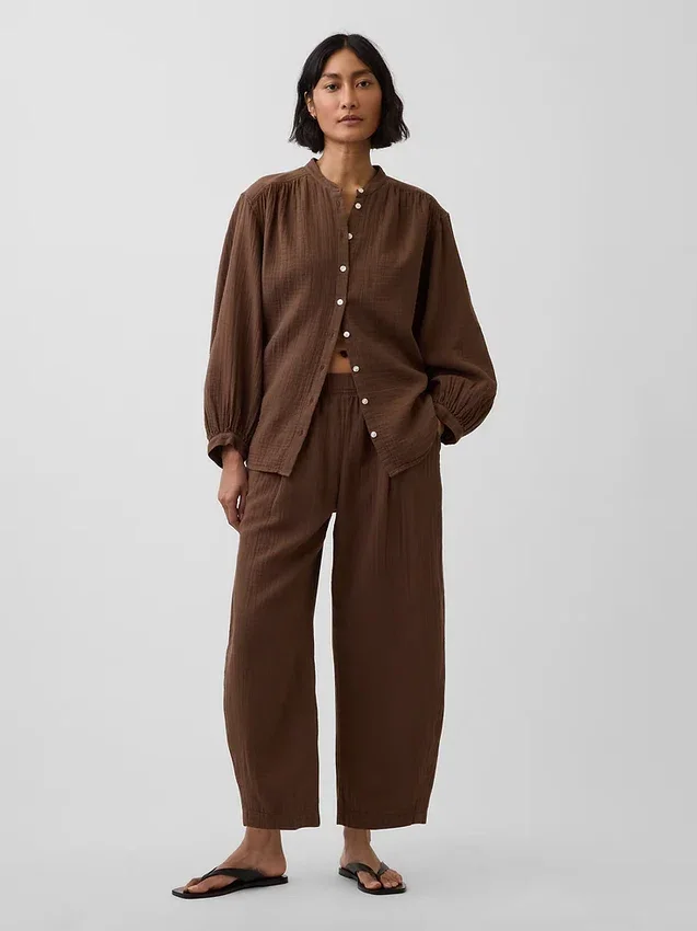 Gemakkelijke broek van katoenen gaas