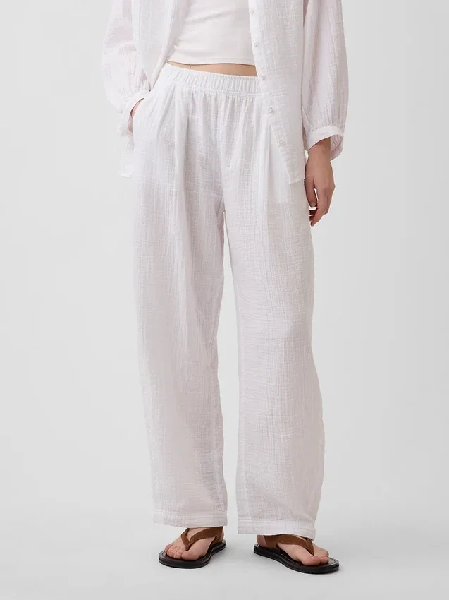 Gemakkelijke broek van katoenen gaas