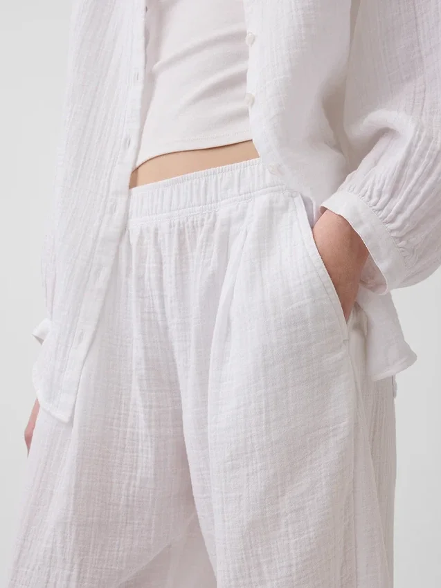 Gemakkelijke broek van katoenen gaas
