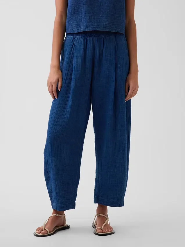 Gemakkelijke broek van katoenen gaasdenim