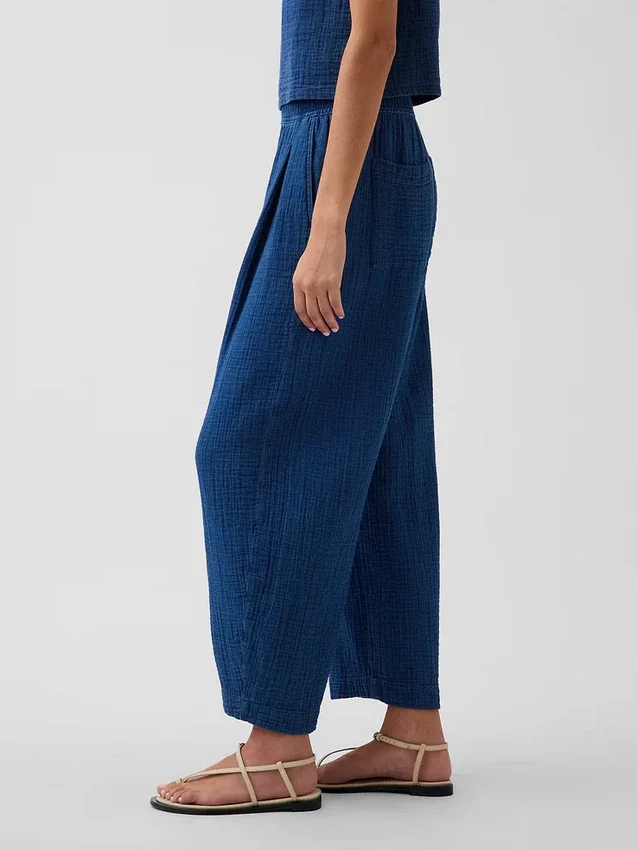 Gemakkelijke broek van katoenen gaasdenim