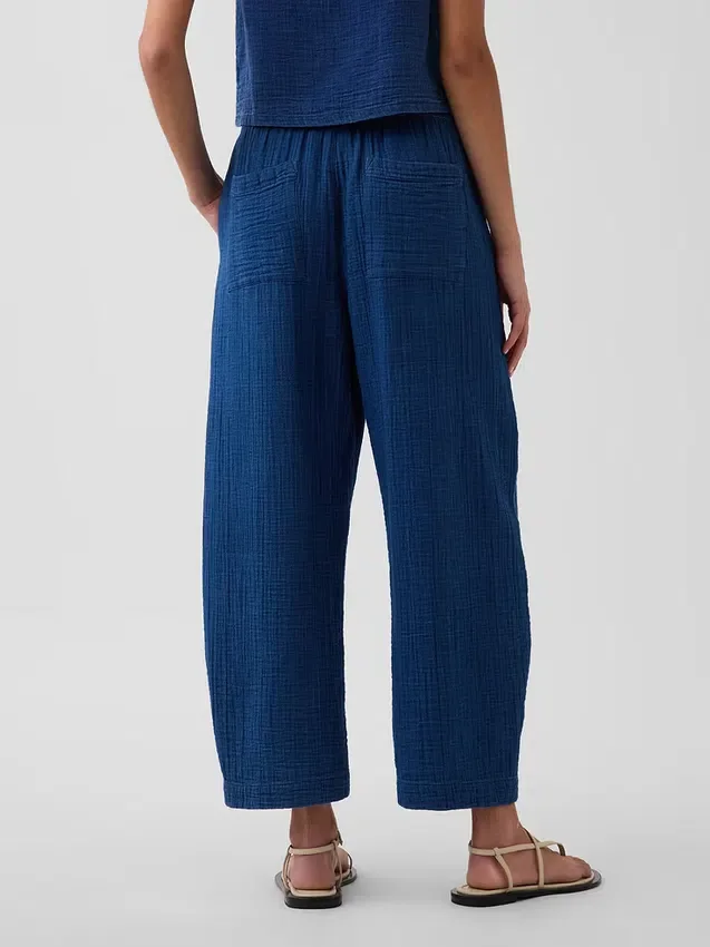 Gemakkelijke broek van katoenen gaasdenim