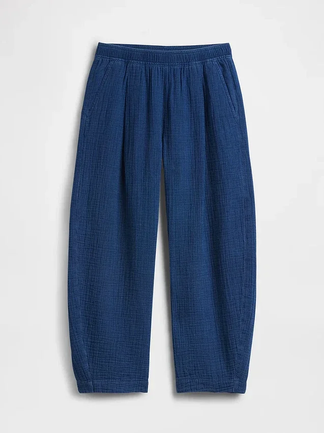 Gemakkelijke broek van katoenen gaasdenim