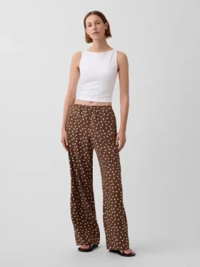 Gemakkelijke wijde pijpen-broek van linnenmix