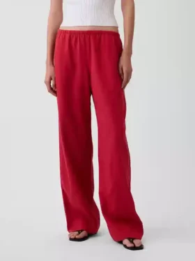 Gemakkelijke wijde pijpen-broek van linnenmix