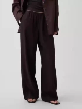 Gemakkelijke wijde pijpen-broek van linnenmix
