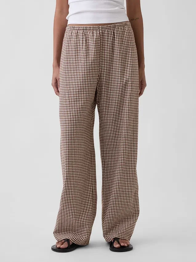 Gemakkelijke wijde pijpen-broek van linnenmix