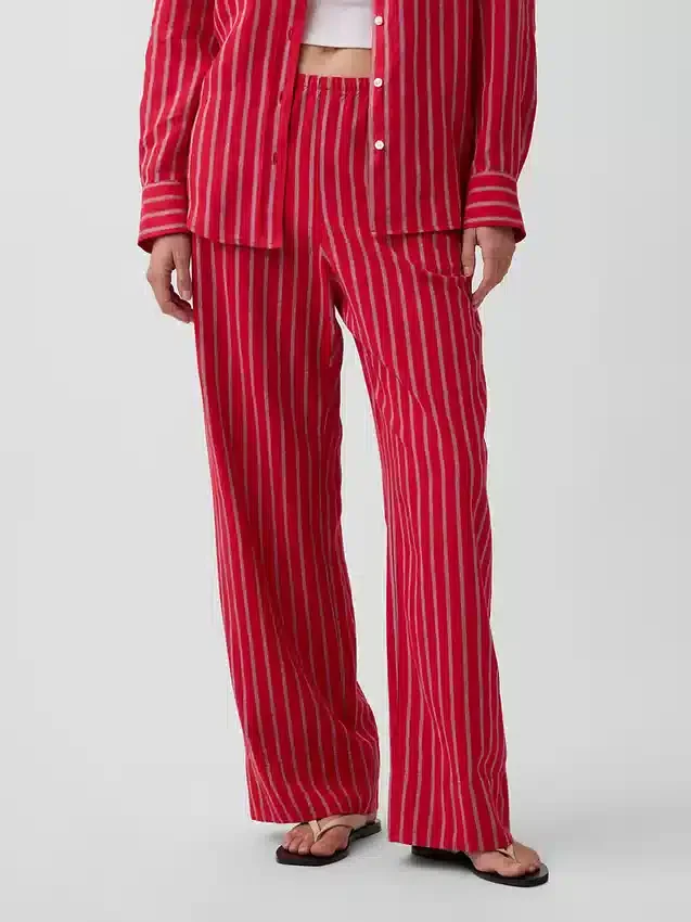 Gemakkelijke wijde pijpen-broek van linnenmix