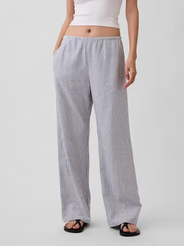 Gemakkelijke wijde pijpen-broek van linnenmix