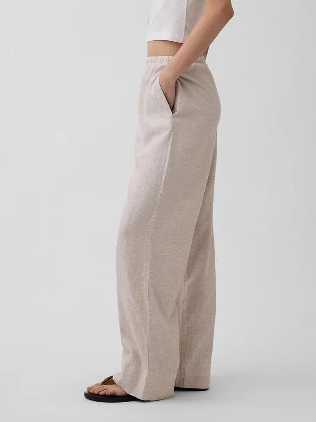 Gemakkelijke wijde pijpen-broek van linnenmix