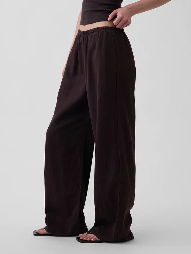 Gemakkelijke wijde pijpen-broek van linnenmix