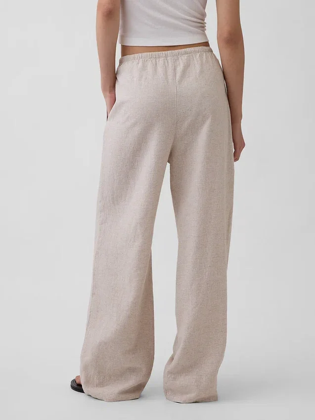 Gemakkelijke wijde pijpen-broek van linnenmix