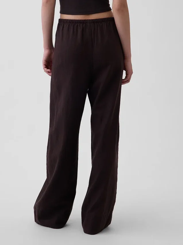 Gemakkelijke wijde pijpen-broek van linnenmix