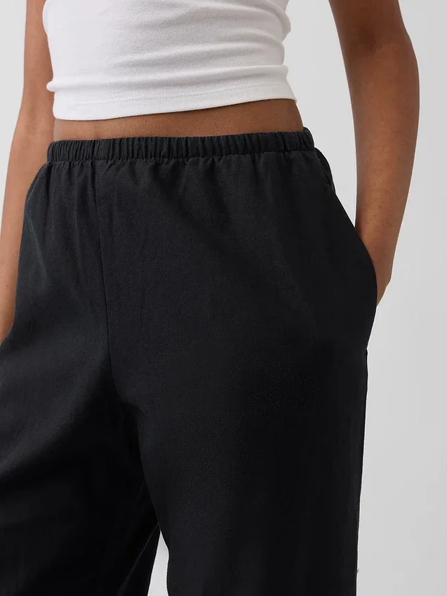 Gemakkelijke wijde pijpen-broek van linnenmix