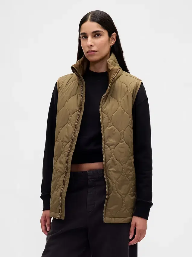 Gerecycled lichtgewicht gewatteerd puffervest