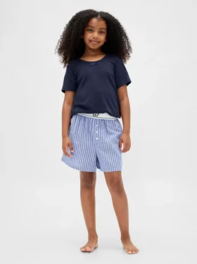 Gerecyclede flanellen pyjamakorte broeken voor kinderen