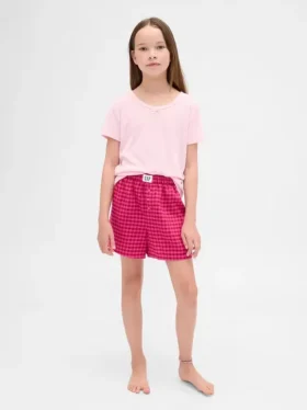 Gerecyclede flanellen pyjamakorte broeken voor kinderen