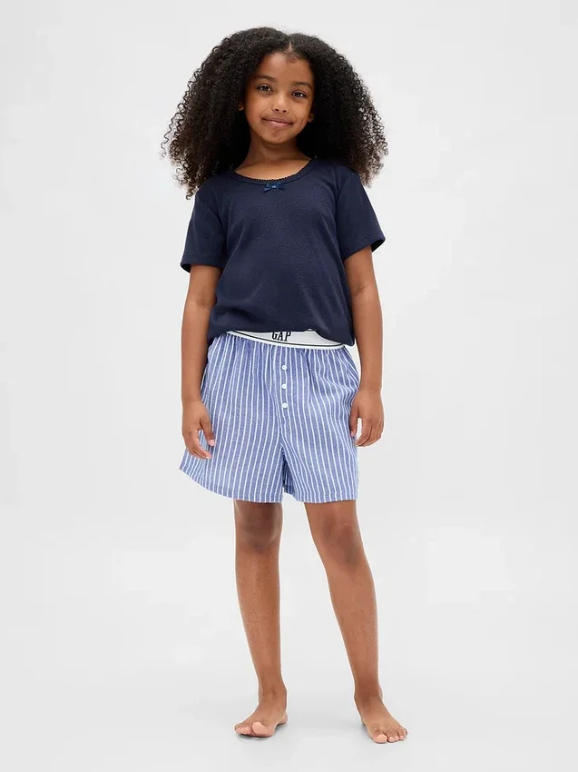 Gerecyclede flanellen pyjamakorte broeken voor kinderen