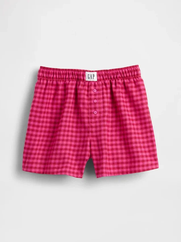 Gerecyclede flanellen pyjamakorte broeken voor kinderen