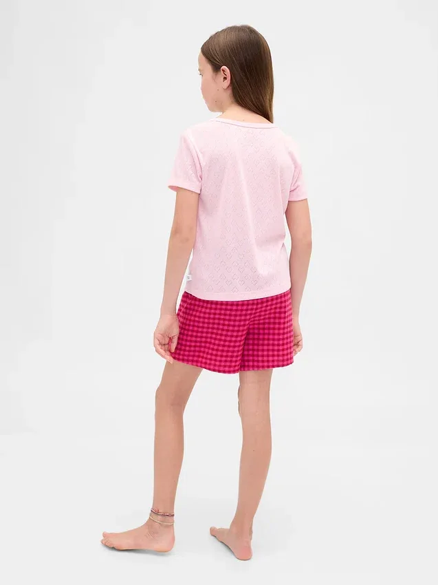 Gerecyclede flanellen pyjamakorte broeken voor kinderen