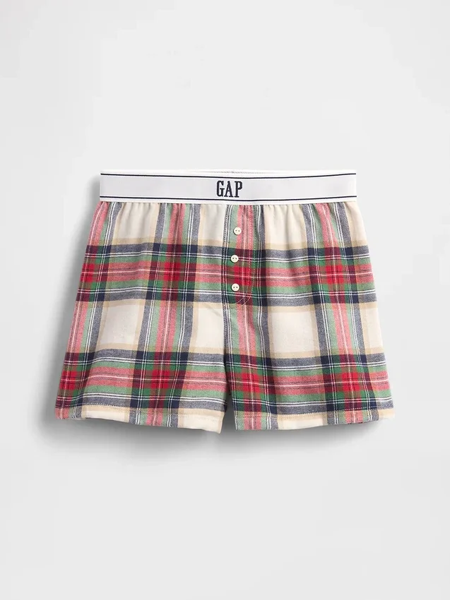Gerecyclede flanellen pyjamakorte broeken voor kinderen
