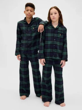 Gerecyclede flanellen pyjamaset voor kinderen