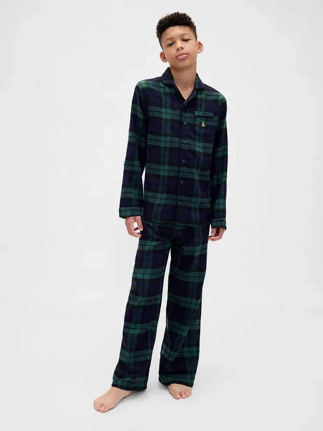 Gerecyclede flanellen pyjamaset voor kinderen