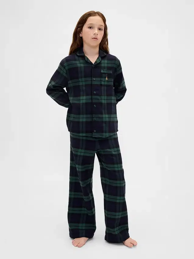 Gerecyclede flanellen pyjamaset voor kinderen