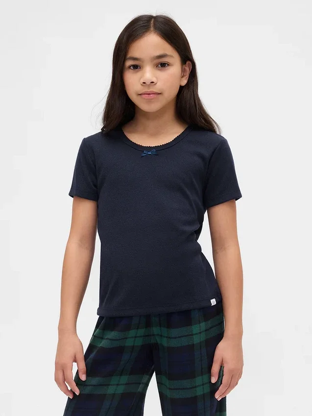 Gerecyclede Pointelle-pyjama-T-shirt voor kinderen