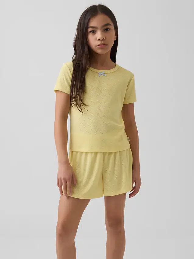 Gerecyclede Pointelle-pyjama-T-shirt voor kinderen